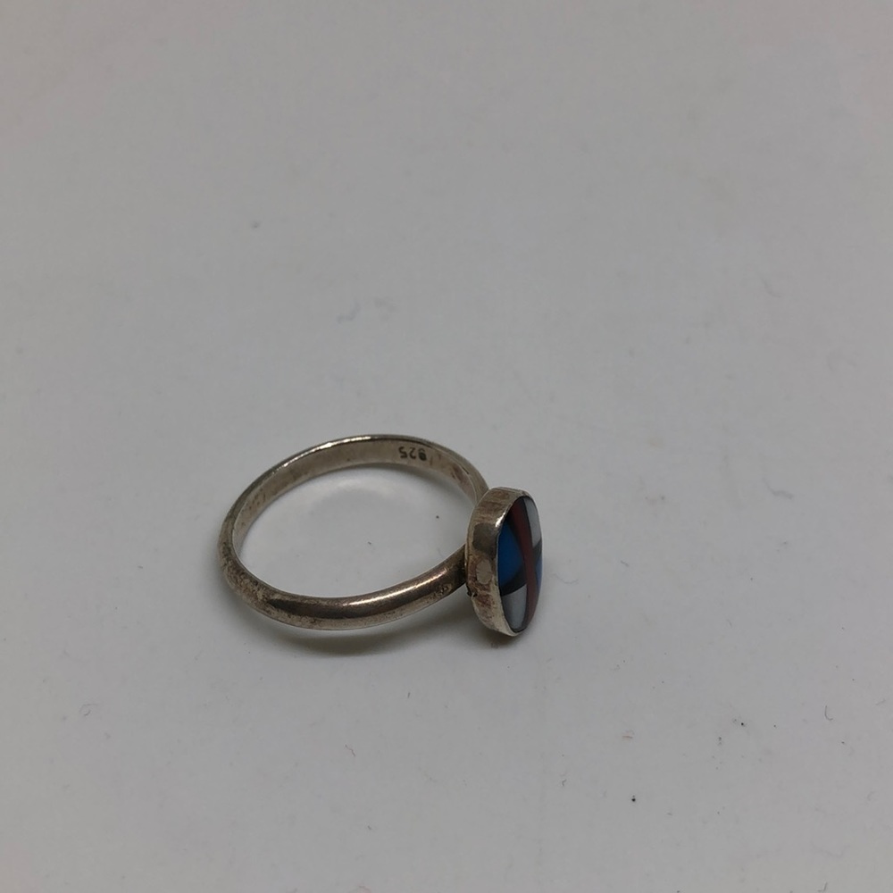 Native American inlay sterling silver ring